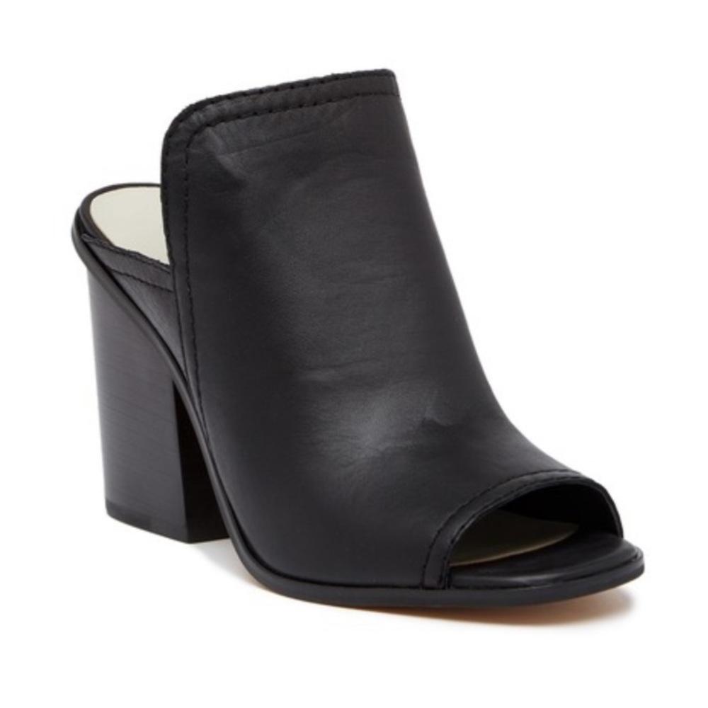 1.State Fernán Black Leather Open Toe Mules Sz8.5M